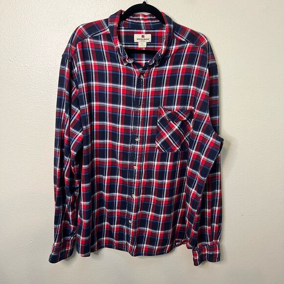 Woolrich Other - Woolrich Navy Red and White Long Sleeve Flannel Button Up Shirt Size XXL